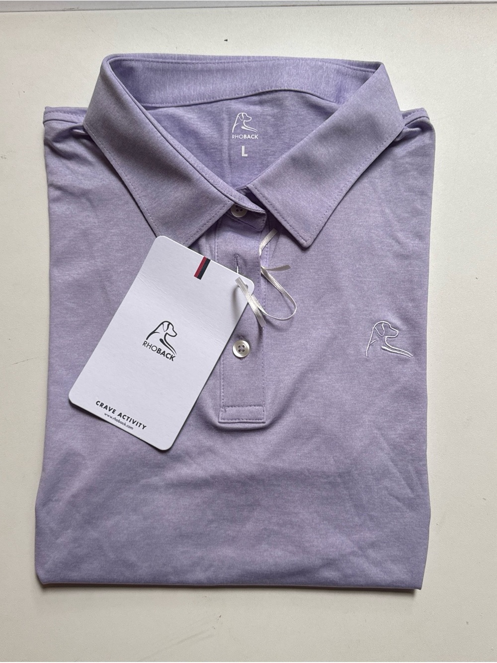 Rhoback NWT Women’s Heather Lavender Polo - Size L